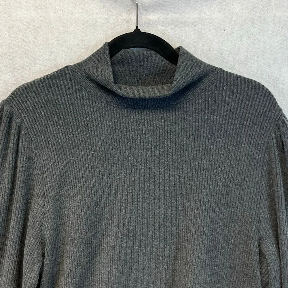 J. CREW Women’s Gray Mock Neck Ribbed Pullover Sweater XL Long Sleeve‎ Soft NWT